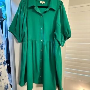 Entro Green Puff Sleeve Sundress